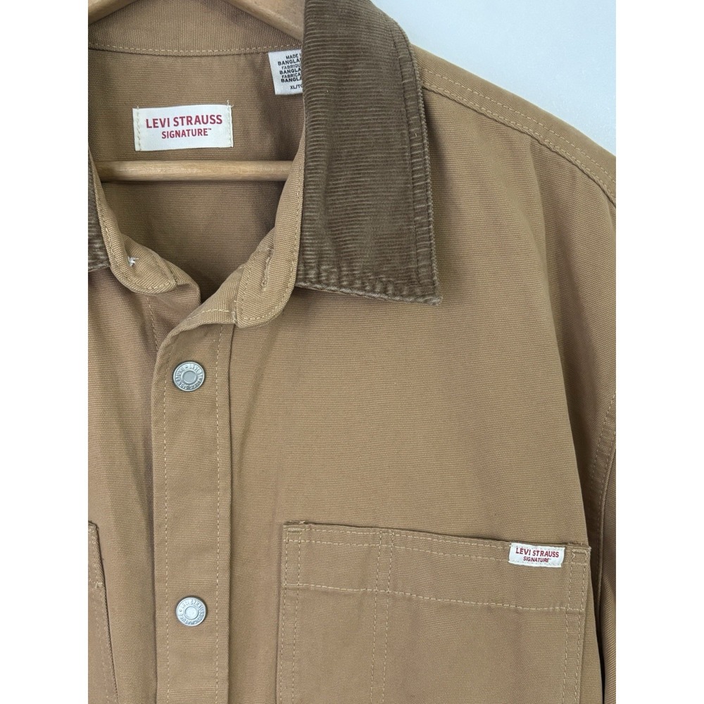 Levi Strauss Signature Men's Utility Snap 'Corduroy Collar' Jacket Tan XL 0003